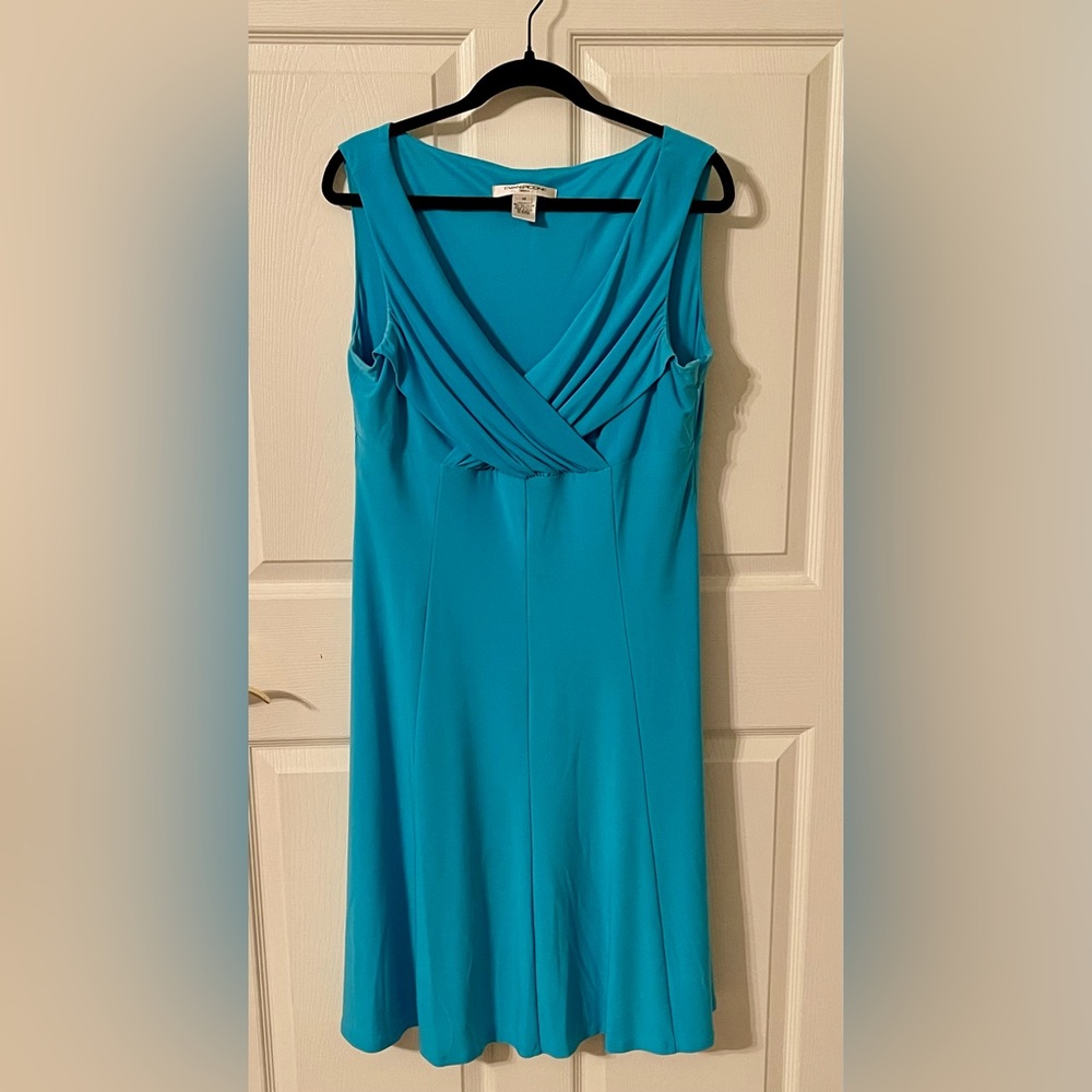 Pretty turquoise blue Evan Picone fitted dress size 14